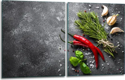 Produktbild von Herdabdeckplatten 2x40x52 Glaskeramikkochfeld 2-Teilig Glas Spritzschutz Chili
