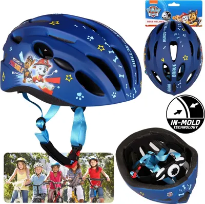 Obrázek produktu pro Paw Patrol Chase Marshall Rubble Dětská cyklistická přilba IN-MOLD v námořnické modři, chlapecká, nastavitelná 52-56 cm