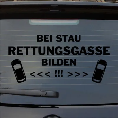 Produktbild von Heckscheibenaufkleber Bei Stau Rettungsgasse bilden 55x26 cm Schwarz Matt Auto Aufkleber Sticker