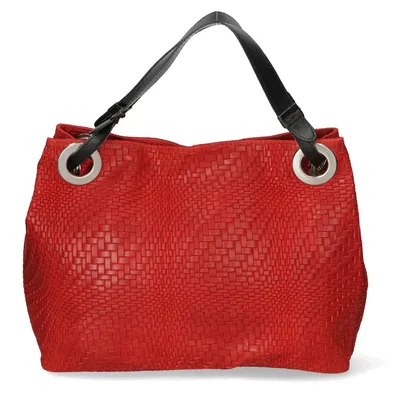 Productafbeelding van Gave Lux Dames Shopper Tas Suède Bedrukt  Italy Elegante Leren Schoudertas Taupe Mediun UNICA 36x29x13 cm
