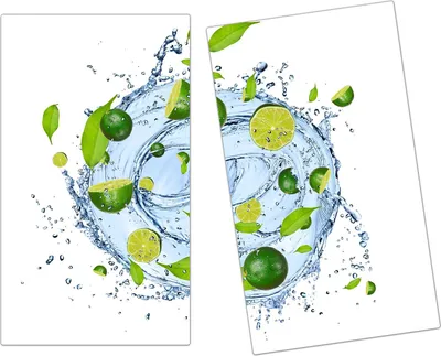 Produktbild von Spritzschutz Herdabdeckplatte Schneidebrett aus Glas Limette im Wassersplash 2-Teilig (60x52cm)