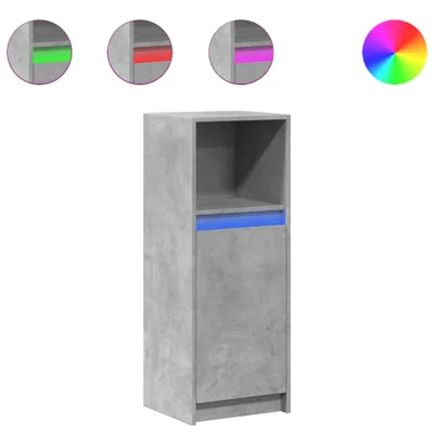 Image de Buffet LED gris béton 38x34x100 cm Matériau dérivé du bois