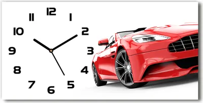 Produktbild von Wanduhr aus Glas – 60x30 cm - Glasbild - Glasuhr - Gehärtetes Glas - schwarze-zeiger - Sportwagen