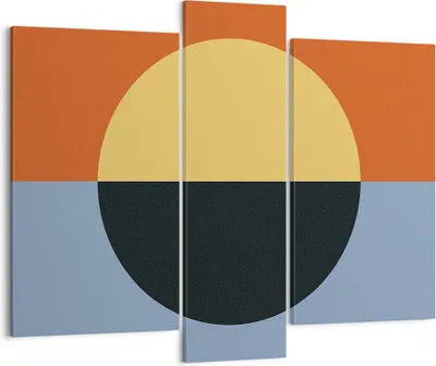 Produktbild von Bild auf Leinwand - Leinwandbild - 3 Teile - Abstraktion Halbkreis Kontrast - 95x80cm - Wand Bild - Wanddeko - Wandbilder - Leinwanddruck - Bilder - Wanddekoration - Leinwand bilder - CB95x80-4604