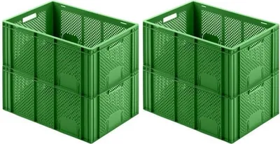 Produktbild von SuperSparSet 4x Eurobehälter Obst- und Gemüsekasten | HxBxT 27,4x40x60cm | 54 Liter | Grün | Obst-Gemüsekiste, Obstkorb, Transportbox