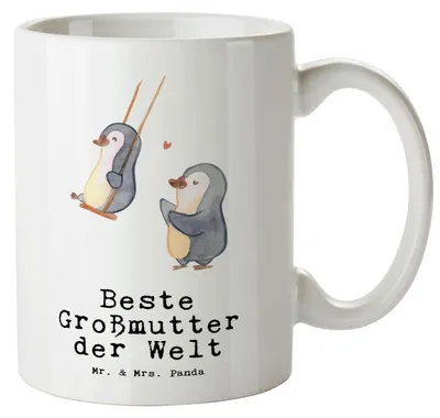 Produktbild von Mr. & Mrs. Panda Teepott Pinguin Beste Großmutter der Welt - Weiß - Geschenk, steingut tasse, weisse, Geschenkidee, Große Teetasse, Oma Geworden, Kaffeepott, Pott, Omi