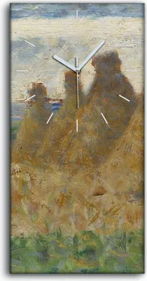 Produktbild von Leinwand Uhr Küche Wohnzimmer Bild Geräuschlos Kunstdruck 30x60 Heuhaufen - weiße Hände