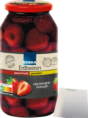 Produktbild von Edeka Erdbeeren gleichmäßig große Früchte gezuckert (680g Glas) + usy Block