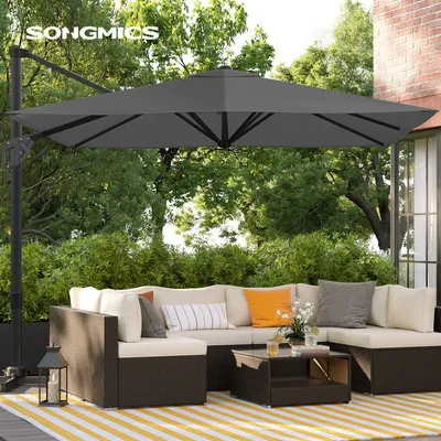 Produktbild von SONGMICS Slunečník 290 x 290 cm UPF 50+ se stojanem otočným o 360°