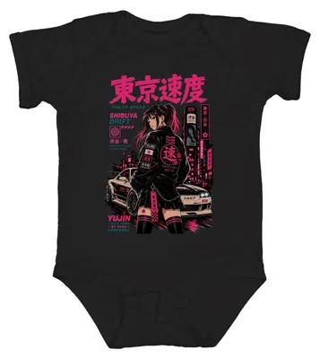 Produktbild von Tokyo Speed Shibuya Drift Anime Girl JDM Midnight Japan Y2K Pink Manga Baby Body, Schwarz, 12/18
