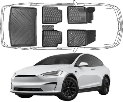 Produktbild von 3D Fußmatten & Kofferraumwanne Auto Set Kompatibel mit Tesla Model X 5 Sitzer 2015 - 2024