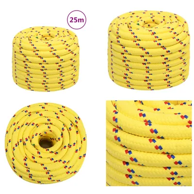 Obrázok produktu pre vidaXL Lodné lano žlté 20 mm 25 m polypropylén - Lodné lano - Lodné laná - Opletené lodné lano - Kotviace lano