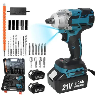 Obrázok produktu pre Akumulátorový rázový skrutkovač - štvorcový pohon 1,27 cm - 520 Nm - Vysoký krútiaci moment - Bezuhlíkový motor - 18 V - Bezdrôtový - Obsahuje 2 akumulátory