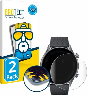 Produktbild von 2x BROTECT Fullscreen Schutzfolie für Huami Amazfit GTR 3 Pro Displayschutz Folie Fullcover Klar Transparent