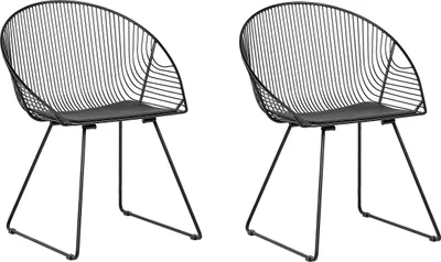 Produktbild von BELIANI Stuhl 2er Set Schwarz Metall/Kunstleder 2 x Sitzkissen Modern