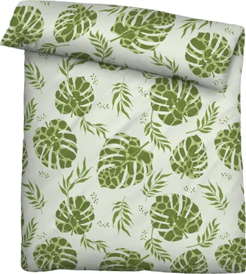 Produktbild von Traumhaft schlafen - Castell - Markenbettwäsche Baumwoll Linon Bettwäsche 0040784 BLÄTTER TROPICAL color: fichte, size: 1x 155x220 cm + 1x 80x80 cm