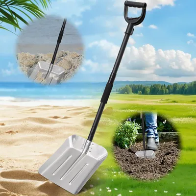 Imagen del producto de Pala de jardín con mango en forma de "D", de 127 cm de longitud, con un robusto mango de metal, ideal para trabajos de jardinería