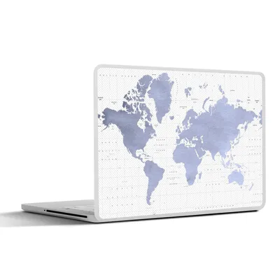 Produktbild von MuchoWow® Laptop Aufkleber Sticker Cover Weltkarte - Blau - Meer 32.5x23.5 cm - Sticker für Laptop - Selbstklebend