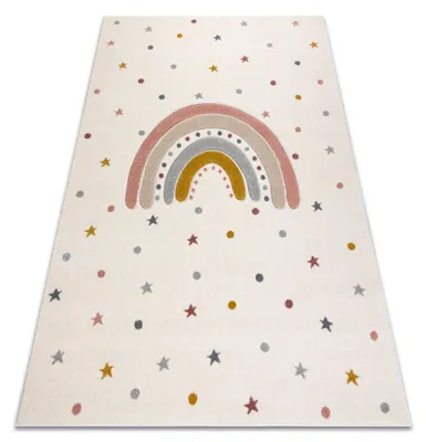 Imagen del producto de Alfombra KIDDO 5151 blanco / gris claro, arcoíris, estrellas para niños, sensorial beige 180x270 cm
