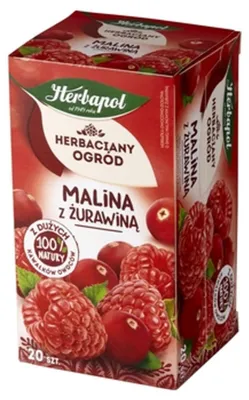 Obrázok produktu pre Herbapol Malinový brusnicový čaj 20 čajových vrecúšok - ovocný čaj bylinná čajová zmes