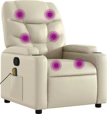 Obrázok produktu pre vidaXL Masážne kreslo s funkciou relax, Imitácia kože, krémová