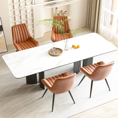 Produktbild von Hawthyhome Esszimmerstühle 4er Set bequeme Polsterstühle Küchenstuhl mit Rückenlehne Metallbeine Braun