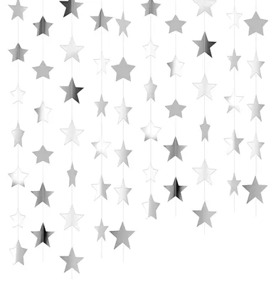Produktbild von Silberne Stern-Girlande 3 Stück, 12 Meter, Glitzerpapier, Für Geburtstag, Hochzeit, Weihnachten