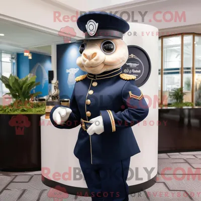 Produktbild von Maskottchen REDBROKOLY eines Zirkusdirektors der Marine mit Rollkragenpullover und Stirnbändern