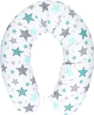 Produktbild von Amilian Stillkissen mit Füllung für klein Baby Schwangerschaftskissen Baumwolle inkl. Bezug Größe 170cm Pregnancy Pillow; Sternchnuppe Türkis