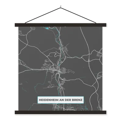 Produktbild von MuchoWow® Textilposter Karte - Stadtplan - Heidenheim an der Brenz - Deutschland - Blau 40x40 cm mit schwarzem Rahmen - Fotos