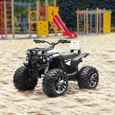 Produktbild von Kinder-Elektroquad 12V mit LED & Musikplayer, Kinderquad Metall-Kunststoff, Weiß | 100x65x73 cm | 3–8 km/h | 45 Min. Akkulaufzeit