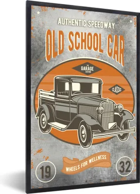 Produktbild von MuchoWow® MuchoWow® Gerahmtes Poster Mancave - Auto - Retro - Zeichnung 20x30 cm - Poster mit zchwarzem Bilderrahmen - Drucken - Bilder Poster im Rahmen