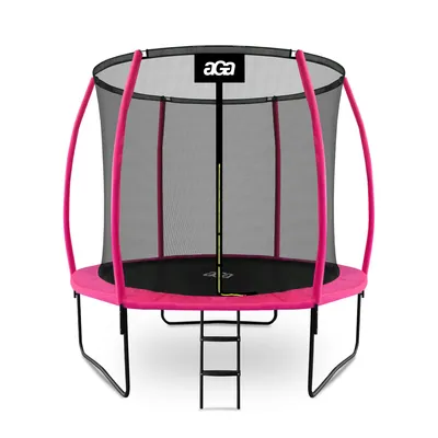 Produktbild von Aga SPORT EXCLUSIVE Trampolin 244 cm 8 ft Rosa, Kindertrampolin, Gartentrampolin mit Sicherheitsnetz + Schutznetz + Leiter