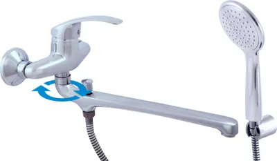 Zdjęcie produktu dla Bateria wannowa ścienna MISSISSIPI chrom z długą wylewką RAV SLEZAK Do wyboru: ze stałą słuchawką prysznicową,