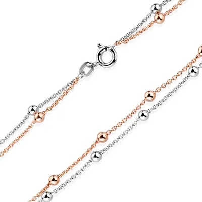 Produktbild von MATERIA Damen Halskette Rosegold mit Kugeln - Kette Silber 925 vergoldet bicolor 45cm mit Schmuckbox CO-33-Rose
