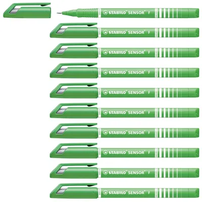 Produktbild von STABILO Fineliner mit gefederter Spitze -  SENSOR F - fein - 10er Pack - hellgrün