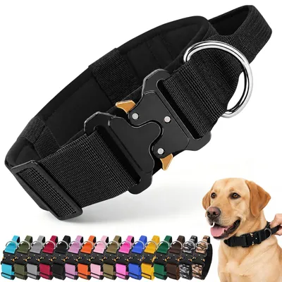Immagine prodotto di Collare per cani - Regolabile - Nylon - Con maniglia - Nero - Per esterni