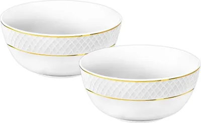 Image de Assiette Wilmax 14 cm, blanche à bord doré, en porcelaine, lot de 2 WL-880102367/A2