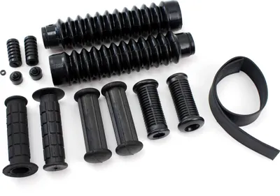 Produktbild von 14 teiliges Gummiteile Set ( DDR Form ) schwarz für Rahmen, Schaltung, Kickstarter, Lenker, Gabel für Simson S51 S50 S70