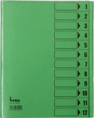 Produktbild von Bene Ordnungsmappe 084800GN DIN A4 12Fächer PVC grün