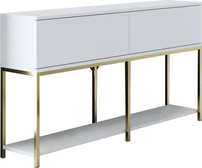 Image de Basilia - Buffet, 150x30x80h cm Blanc, 2 Étagères