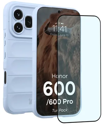 Produktbild von Robuste Handyhülle + gehärtetem Glas für Honor 600 5G / 600 Pro 5G, Bizon Tur Pack, Hellblau