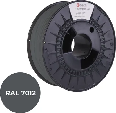 Obrázek produktu pro Tisková struna (filament) C-TECH PREMIUM LINE, ABS, čedičová šedá, RAL7012, 1,75mm, 1kg