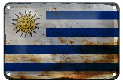 Produktbild von Blechschild Flagge Uruguay 18x12cm Flag of Uruguay Rost Dekoration