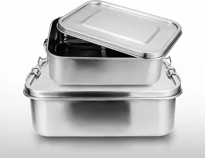 Immagine prodotto di Jopassy lunch box lunch box in acciaio inox a prova di perdite, divisorio rimovibile, lunch box facile da pulire, bento box robusto e senza plastica, 800ml+1400ml