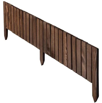 Image de Palisade de jardin - Bordure de pelouse en bois - Clôture à enfoncer - Facile à installer - 20 x 116 cm - Bronze