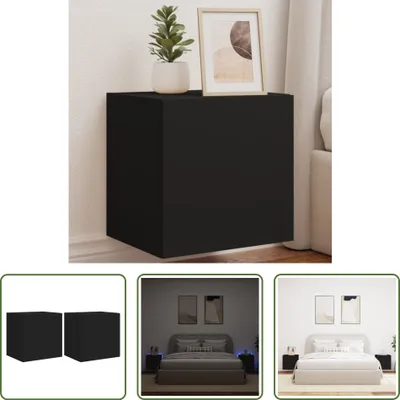 Produktbild von The Living Store TV-Wandschränke mit LED-Leuchten 2 Stk. Schwarz 40,5x35x40 cm