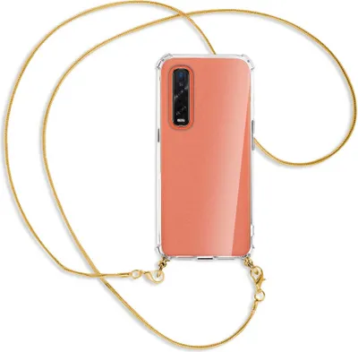 Produktbild von Handykette Backcover-Schutzhülle mit Band (Metall goldfarben) für Oppo Find X2 Pro - goldfarbene Kette Snake