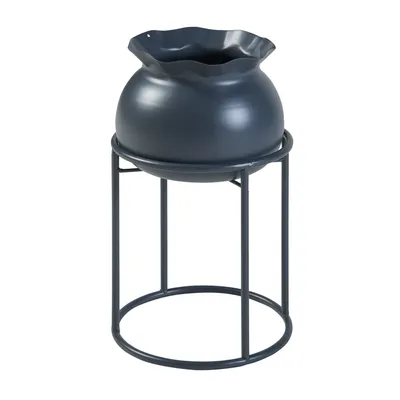 Image de Support pour plantes « Assen » avec pot en métal 31,5 x 19,5 cm, noir