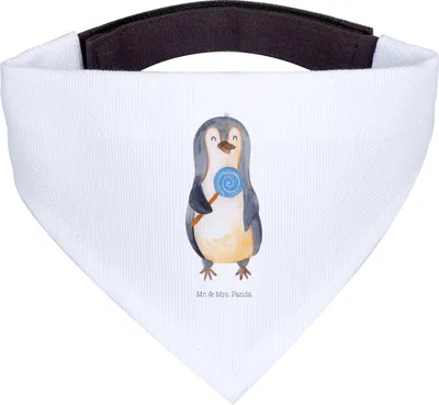 Produktbild von Mr. & Mrs. Panda Tuch Pinguin Lolli - Weiß - Geschenk, Süßigkeiten, Hunde-Halstuch, Pinguine, Heißhunger, Spruch, Ganove, Halstuch Hund, Hunde, Naschen, Hundehalstuch